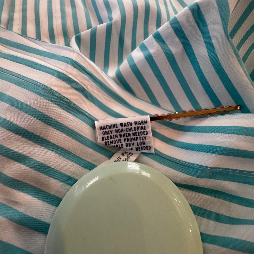 Ralph Lauren Men's 3XLT Tall Striped Button Down Shirt Turquoise White Cotton - Picture 9 of 16